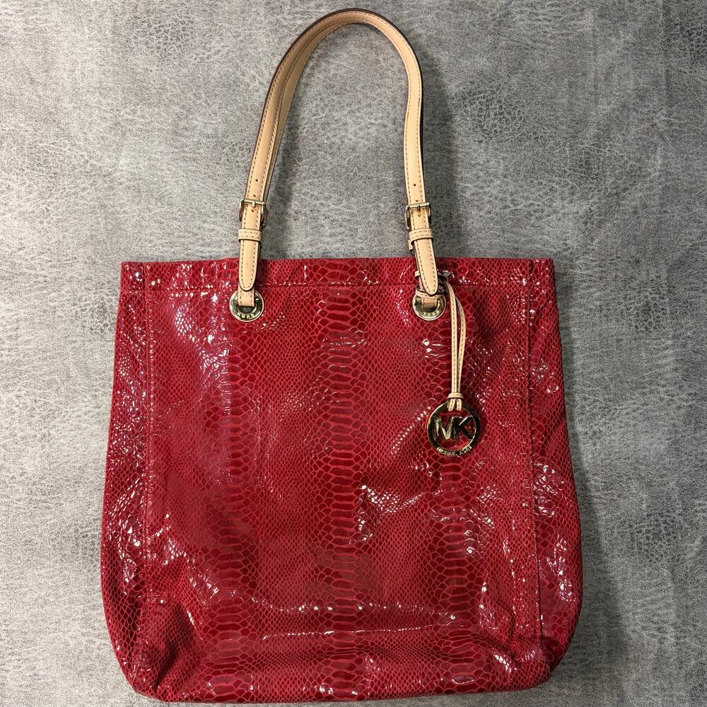 Michael Kors Red Patent Croc Tote